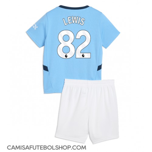 Camisa de time de futebol Manchester City Rico Lewis #82 Replicas 1º Equipamento Infantil 2024-25 Manga Curta (+ Calças curtas)